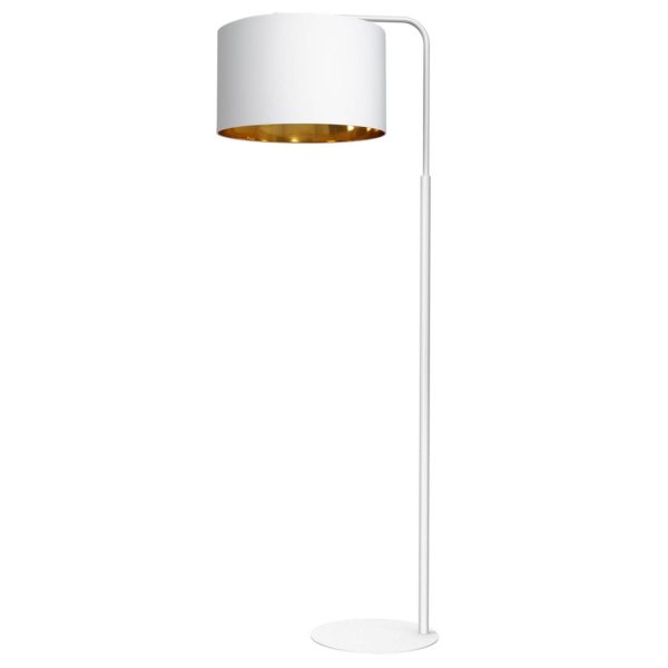 Luminex Lampadaire Soho, cylindrique, arqué, blanc/doré Luminex
