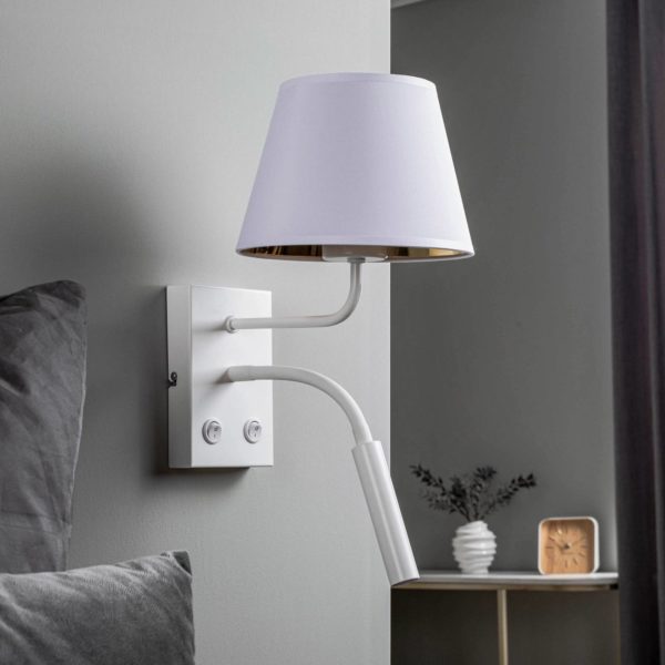 Luminex Applique Soho, conique, liseuse blanche/dorée Luminex