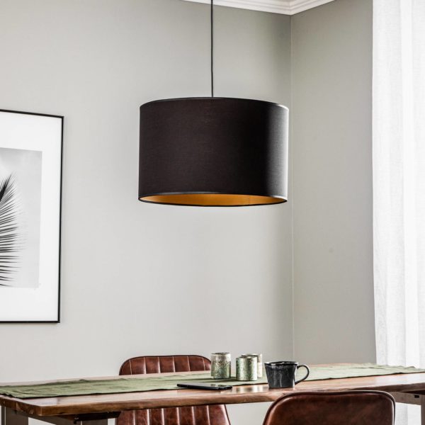 Luminex Suspension Soho cylindre, 1 lampe 40 cm noire/or Luminex