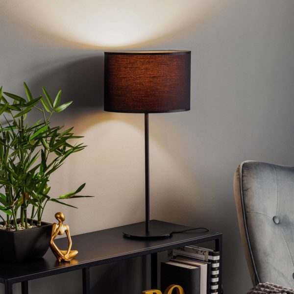 Luminex Lampe à poser Soho, cylindrique 56 cm noir/doré Luminex