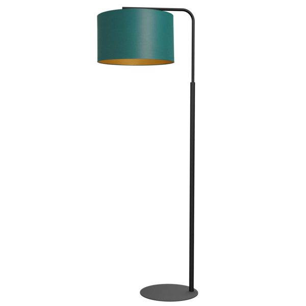 Luminex Lampadaire Soho, cylindrique, arqué, vert/doré Luminex