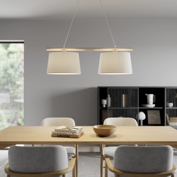 Lamkur Suspension Sweden à 2 lampes, vieux blanc Lamkur