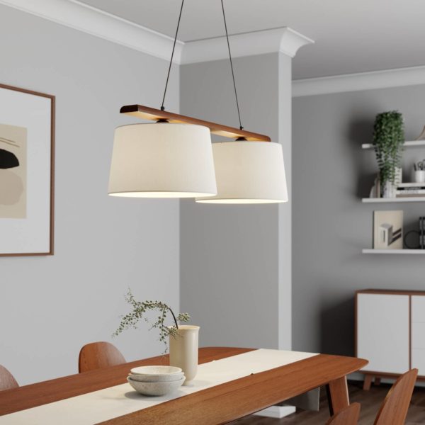 Lamkur Suspension Sweden à 2 lampes, chêne noyer Lamkur