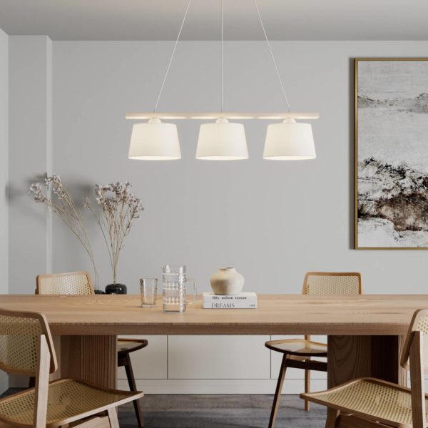 Euluna Suspension Sweden à 3 lampes, blanc ancien Euluna