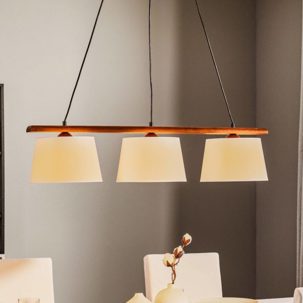 Lamkur Suspension Sweden à 3 lampes, noyer chêne Lamkur
