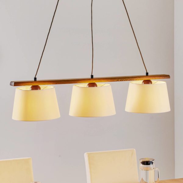 Lamkur Suspension Sweden à 3 lampes, chêne rustique Lamkur