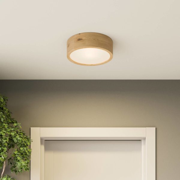 Envostar Kerio plafonnier, Ø 27 cm, chêne naturel Envostar