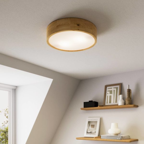 Envostar Kerio plafonnier, Ø 37 cm, chêne naturel Envostar