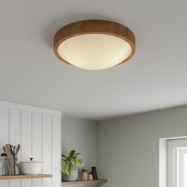 Envostar Kris plafonnier, Ø 37 cm, chêne naturel Envostar