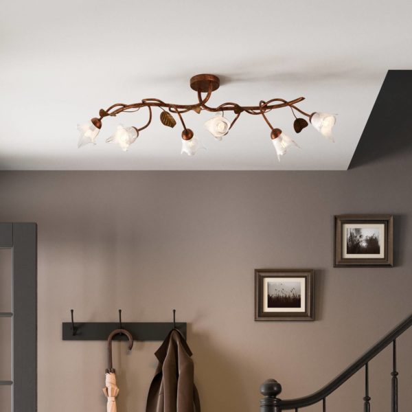 Lamkur Plafonnier Siena, style florentin, à six lampes Lamkur