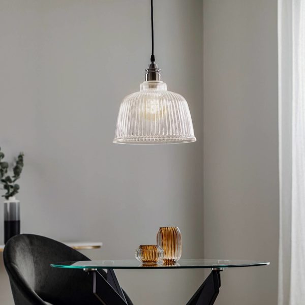 Lamkur Suspension Leana, transparent, 1 lampe, chromée Lamkur