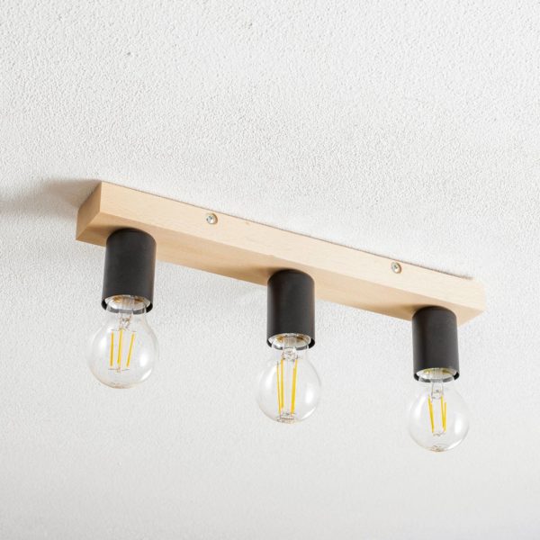 Envostar Esan plafonnier en bois de hêtre à 3 lampes Envostar
