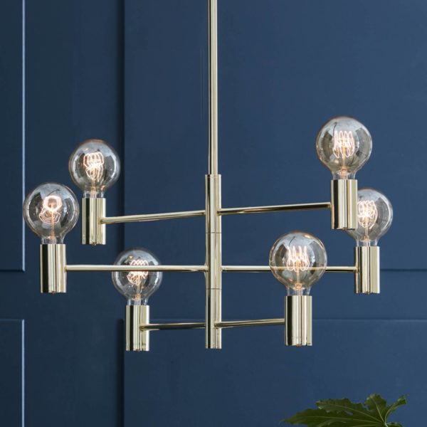 Markslöjd Suspension Capital, laiton, à 6 lampes Markslöjd