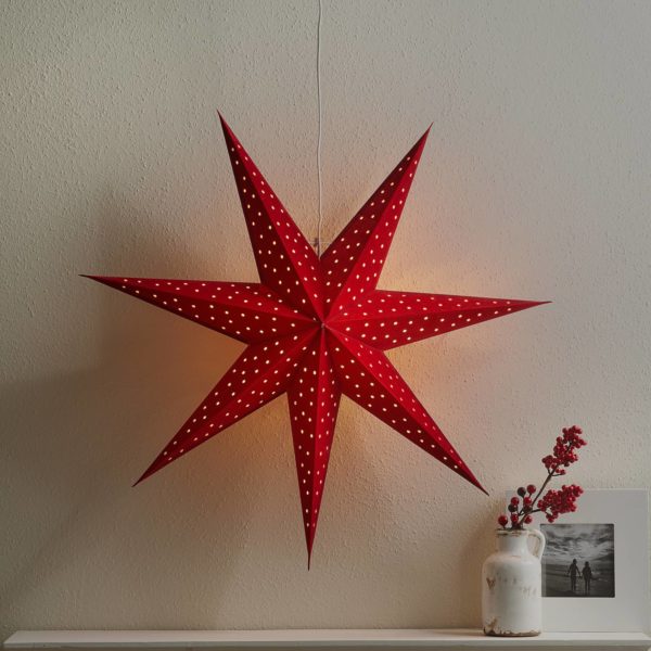 Markslöjd Étoile Clara à suspendre, velours Ø 75 cm, rouge Markslöjd