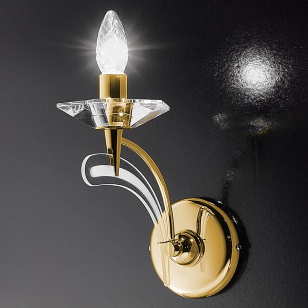 Metallux Applique ICARO 1 lampe, avec verre cristal, or Metallux