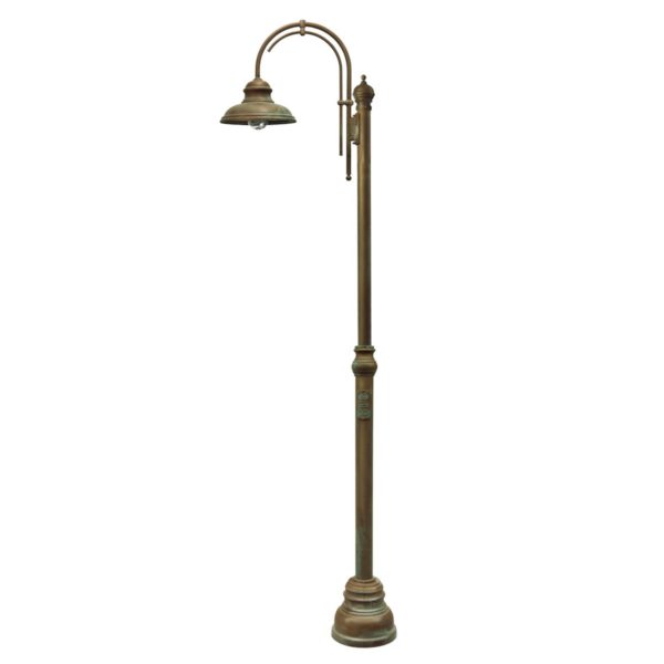 Moretti Luce Lampadaire d’extérieur Luca en laiton cuivre antique à 1 lampe Moretti Luce