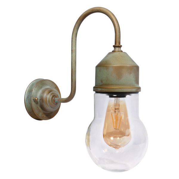 Moretti Luce Applique 1950N laiton ancien, verre arqué, transp. Moretti Luce