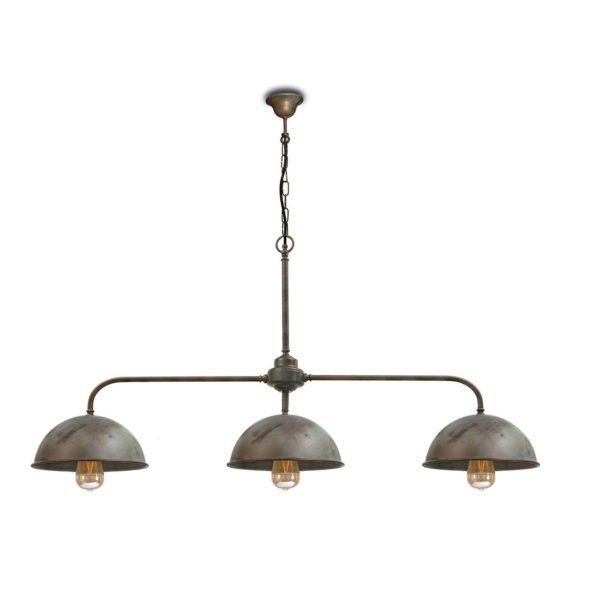 Moretti Luce Suspension Circle laiton antique, 3 lampes Moretti Luce