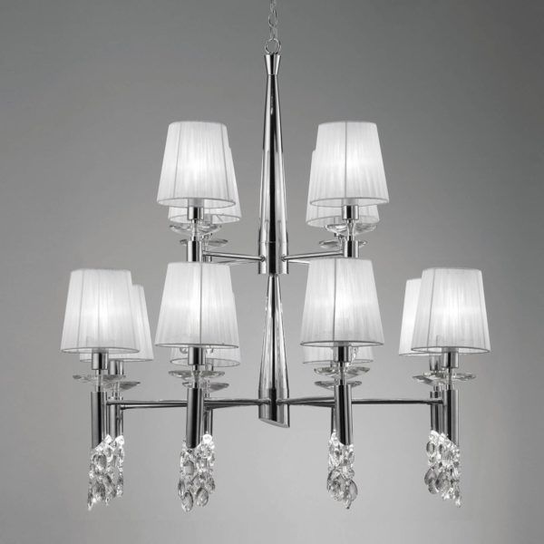Mantra Iluminación Beau lustre Lilja avec abat-jour en soie Mantra Iluminación