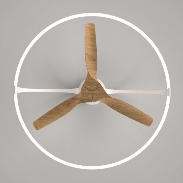 Mantra Iluminación Ventilateur de plafond LED Nepal, blanc/hêtre Mantra Iluminación