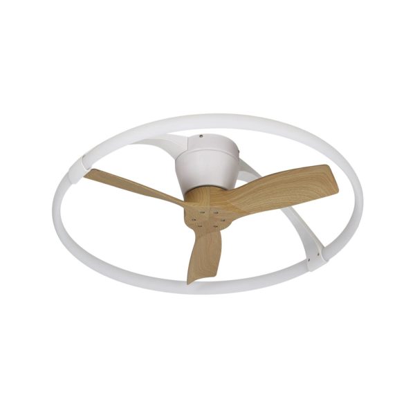 Mantra Iluminación Ventilateur LED Nepal Mini, appli, blanc/hêtre Mantra Iluminación