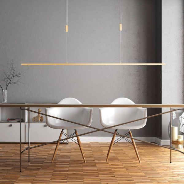 Quitani Suspension LED Tolu, longueur 139 cm, laiton quitani