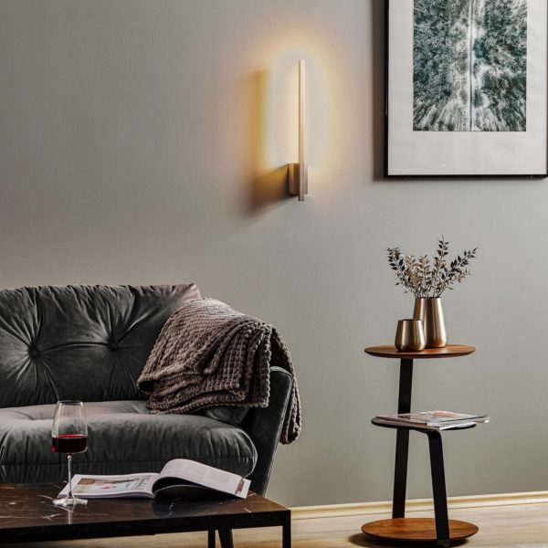 Quitani Applique murale LED Tolu, verticale, nickel, hauteur 45 cm quitani