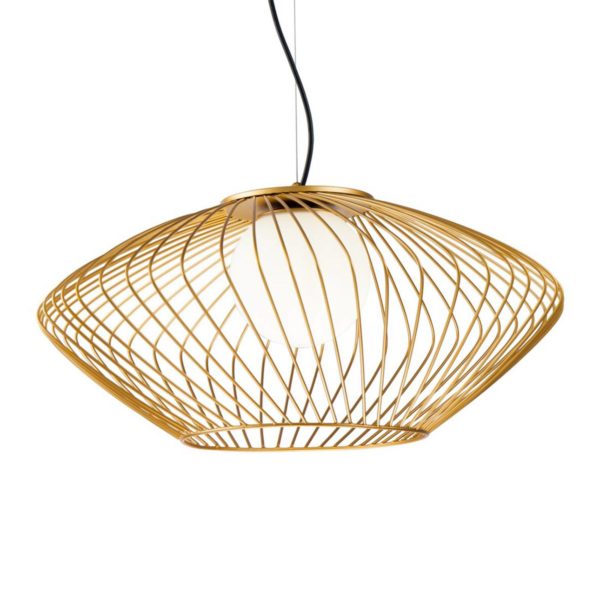 Maytoni Suspension Plec avec abat-jour cage en doré Maytoni