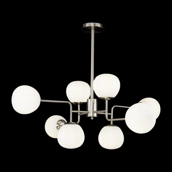 Maytoni Erich suspension à 8 lampes nickel/blanche Maytoni