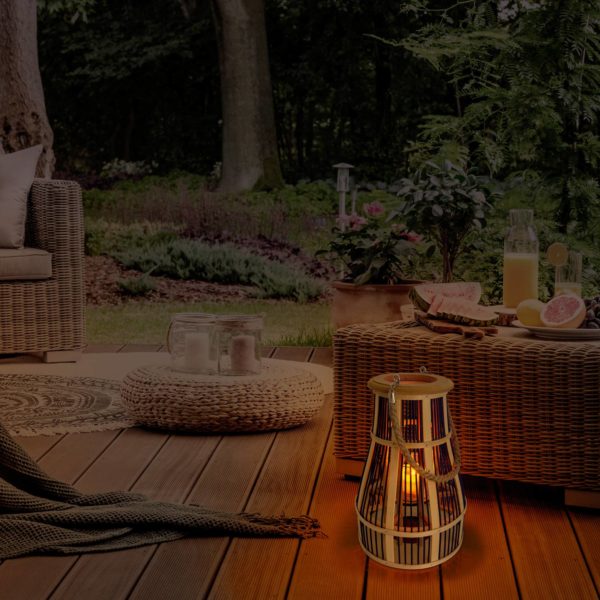 Näve Lampe déco solaire LED Panier, 34 cm, noir/naturel Näve