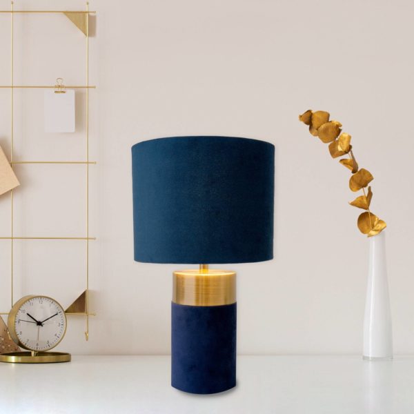 Näve Lampe à poser 3189512, abat-jour tissu, bleue Näve