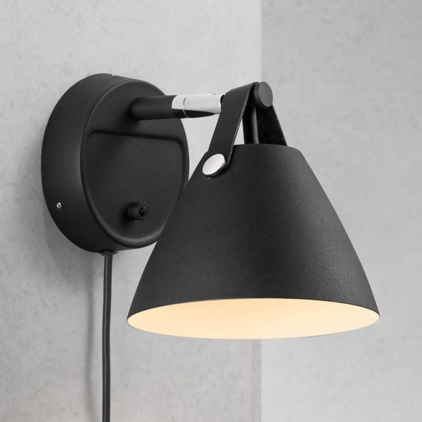 DFTP by Nordlux Applique Strap avec lanières en cuir, noire DFTP by Nordlux