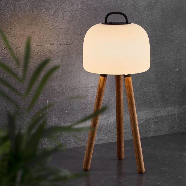 Nordlux Lampe de table LED Kettle Tripod bois, abat-jour 22cm Nordlux