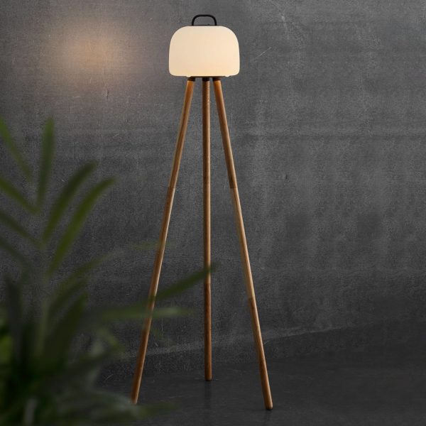 Nordlux Lampe sur pied LED Kettle Tripod bois, abat-jour 22cm Nordlux