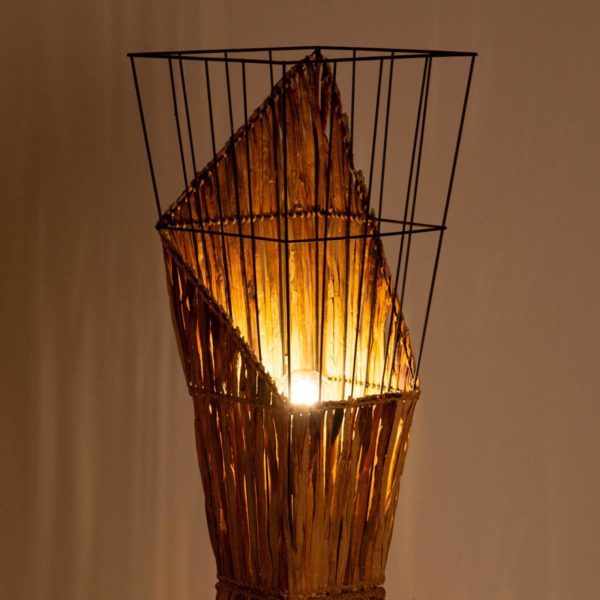 NOWA GmbH Lampadaire Rinca, abat-jour fil et paille NOWA GmbH