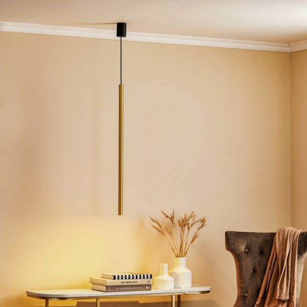 Euluna Suspension Laser, à 1 lampe, laiton, abat-jour 75cm Euluna