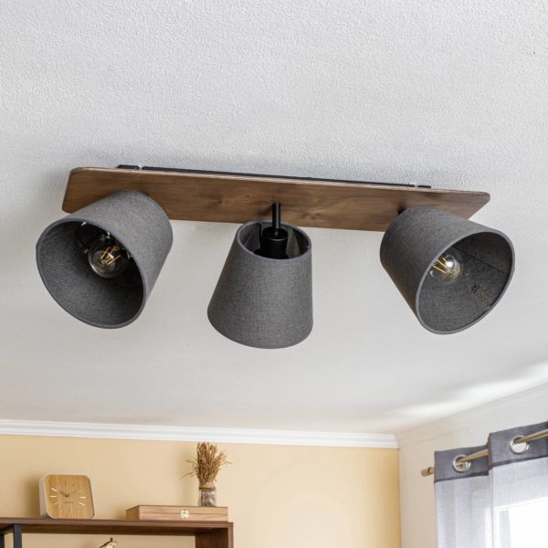 Euluna Plafonnier Awinion à 3 lampes, brun Euluna