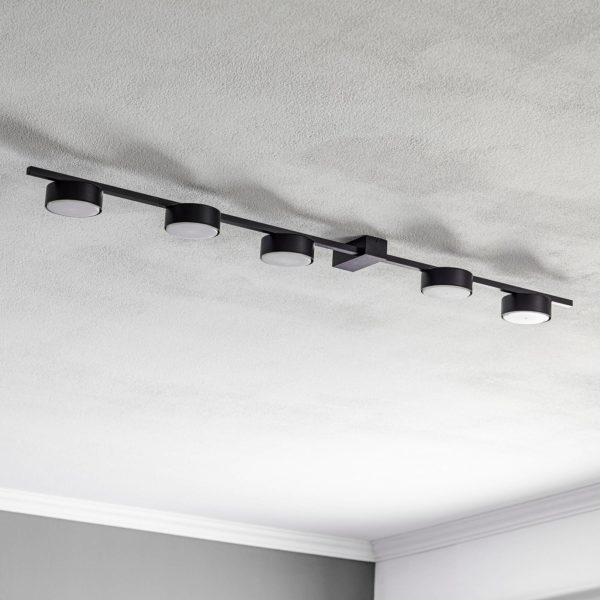 Euluna Plafonnier Pills V, noir, à 5 lampes Euluna