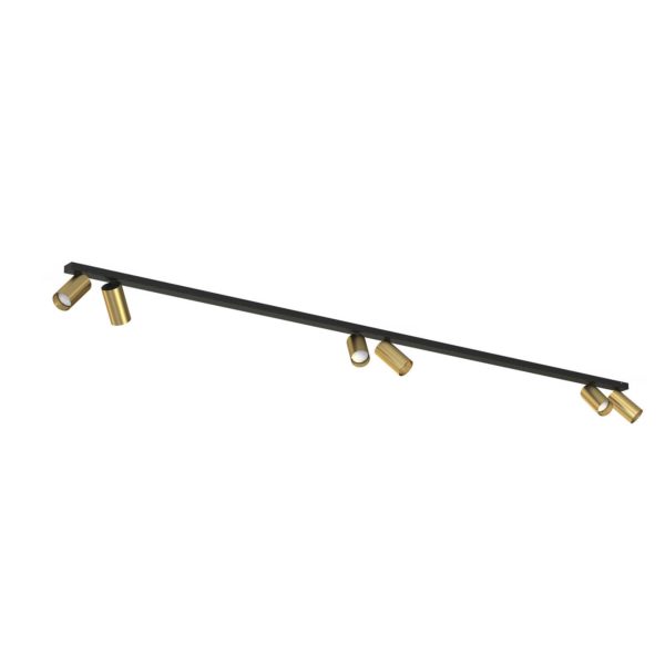 Euluna Spot pour plafond Mono VI noir/laiton, à 6 lampes Euluna