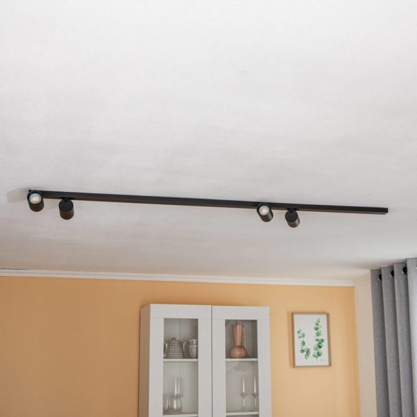 Euluna Spot plafond Mono VIII noir 8 lampes 2×150 cm Euluna
