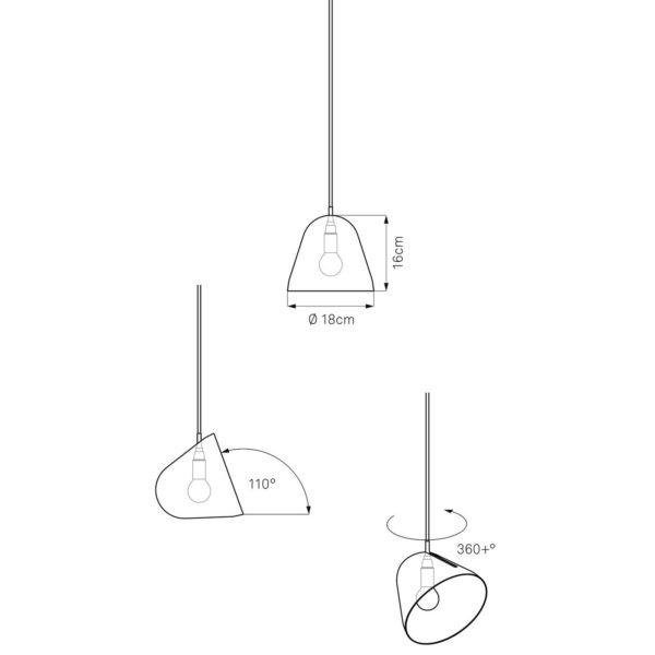 Nyta Tilt S suspension, câble 3 m rouge, grise NYTA