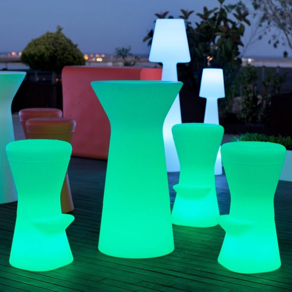 Newgarden Corfu tabouret bar LED, solaire+batterie Newgarden