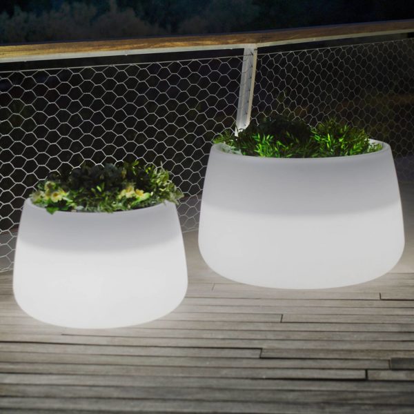 Newgarden bac à plantes solaire LED Camelia, accu, Ø 59 cm, blanc Newgarden