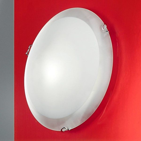 Orion Plafonnier Agada, verre opalin, chrome, 30 cm Orion