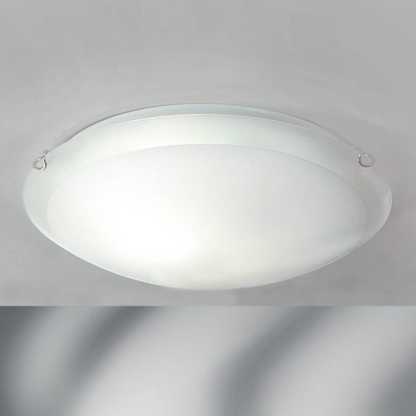 Orion Plafonnier Agada, verre opalin, chrome, 40 cm Orion