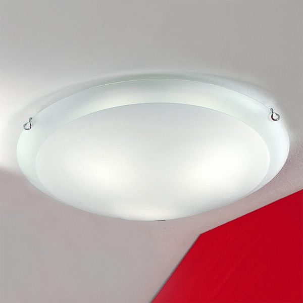 Orion Plafonnier Agada, verre opalin, chrome, 50 cm Orion