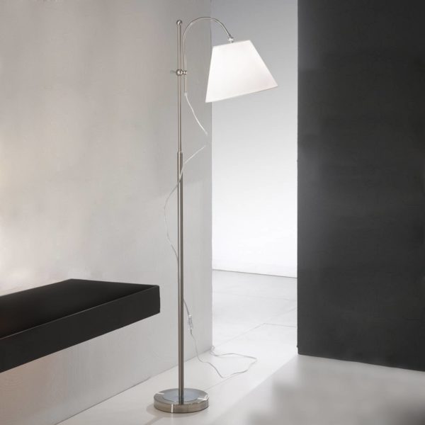 Orion Lampadaire tissu Lilly, nickel, hauteur réglable Orion