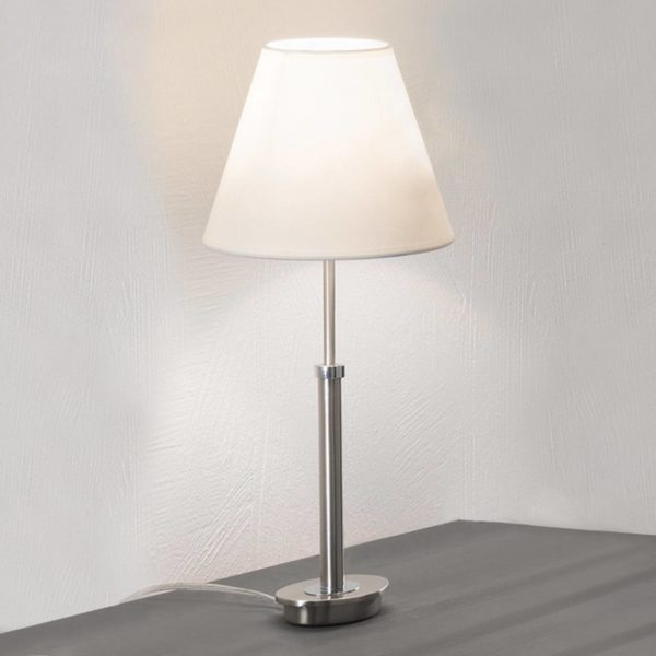 Orion Lampe à poser Lilly nickel abat-jour tissu, 22 cm Orion