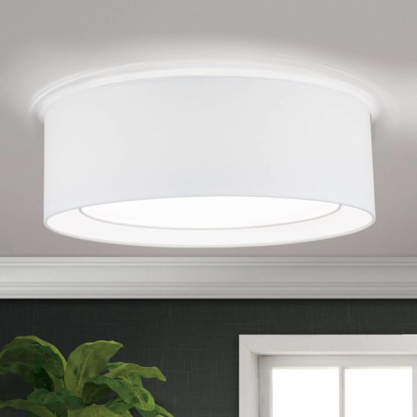 Orion Plafonnier rond en tissu Antoni, blanc Orion