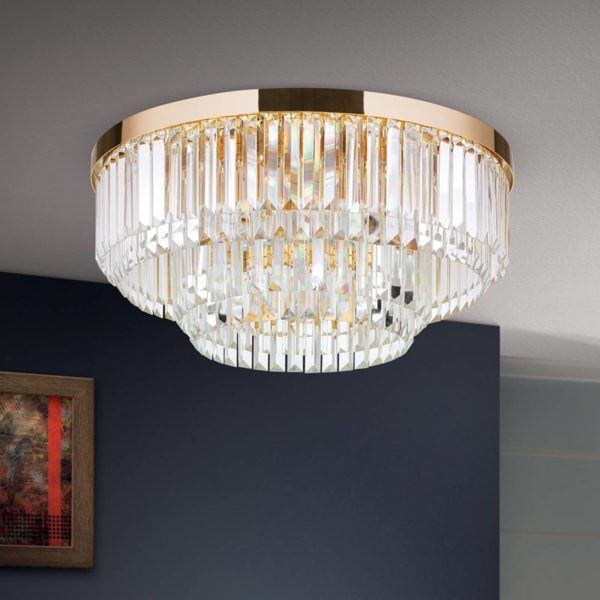 Orion Plafonnier LED Prism doré, Ø 55 cm Orion